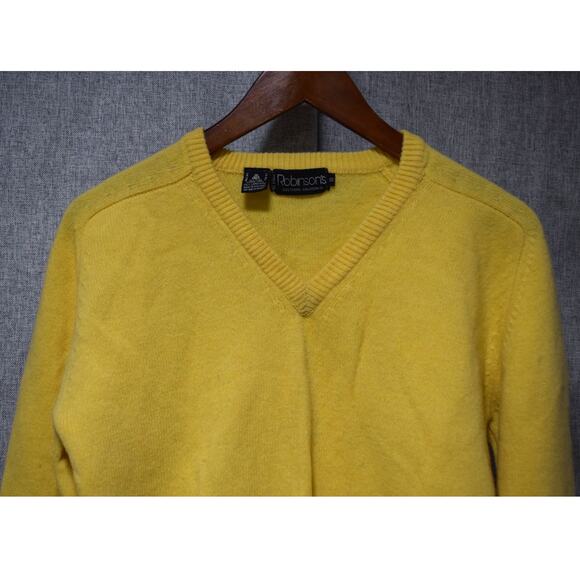 Vintage Robinson’s Southern California Yellow V-Neck Lambs Wool Sweater Size S - Picture 2 of 3